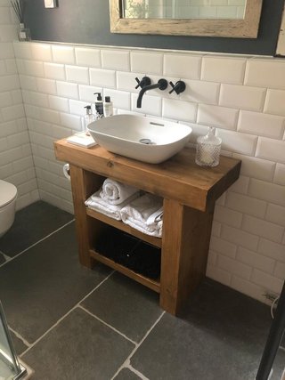 Mueble de baño artesanal madera y hierro