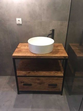 Mueble de baño artesanal madera y hierro