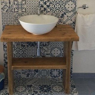 Mueble de baño artesanal madera y hierro