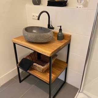 Mueble de baño artesanal madera y hierro