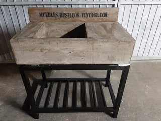 Mueble de baño artesanal madera y hierro