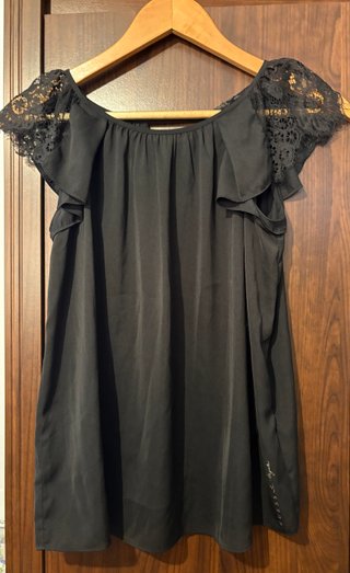 Top Guess Seda y Encaje Negro Talla XS