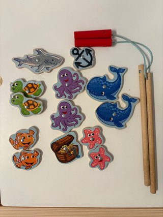 Juego Pesca Madera Imanes Peces Animales