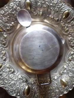 Antigua cafetera baño de plata y sello de origen