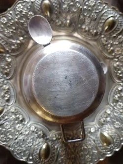 Antigua cafetera baño de plata y sello de origen