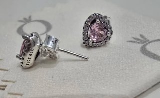 Conjunto Pandora Corazón Rosa y Plata