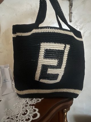 Borsa Fendi Tela Beige e Nera