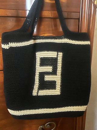 Borsa Fendi Tela Beige e Nera
