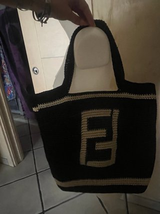 Borsa Fendi Tela Beige e Nera