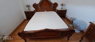 Cama 135 cm madera y mármol