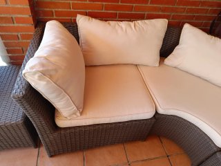 Sofá modular exterior ratán beige y marrón
