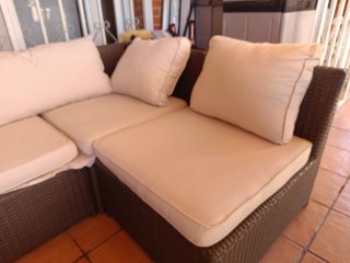Sofá modular exterior ratán beige y marrón