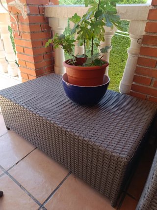 Sofá modular exterior ratán beige y marrón