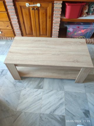 Mesa centro elevable roble con revistero