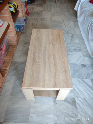 Mesa centro elevable roble con revistero