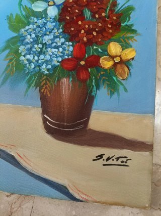 Quadro dipinto a mano olio su tela firmato vintage