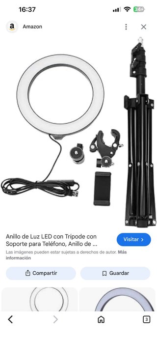 Anillo de luz LED con soporte para móvil