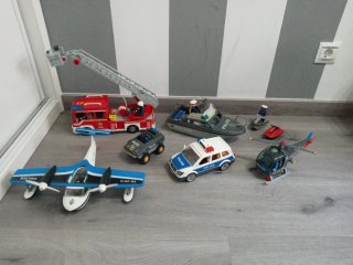 Lote Vehículos Playmobil: Bomberos, Policía, Avión