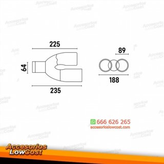 Cola de escape negra de doble salida 89mm - derec
