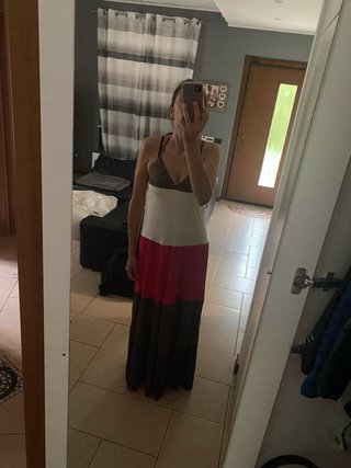 Abito lungo donna color block