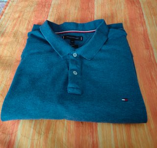Polo Tommy Hilfiger Azul Jaspeado XXL Slim Fit