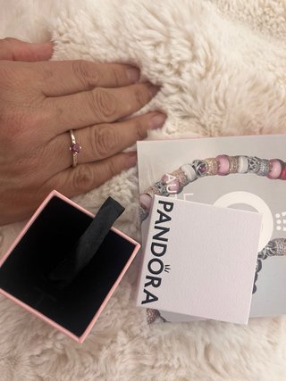Anillo Pandora Corazón Rosa Plata