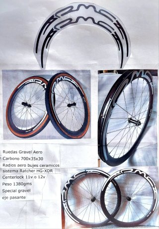 Ruedas Gravel Aero Carbono 700x35x30