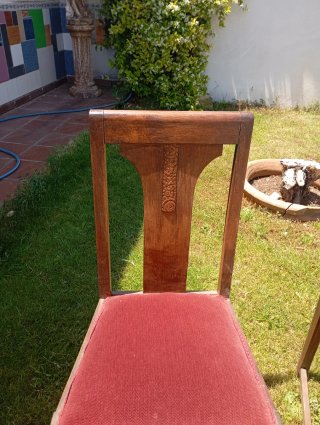 2 Sedie vintage imbottite in legno e tessuto