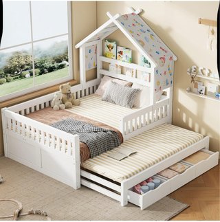 Cama casa madera con cajones Esta en caja(nueva)