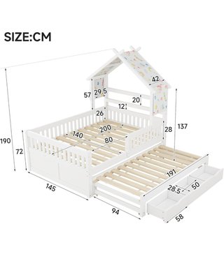 Cama casa madera con cajones Esta en caja(nueva)
