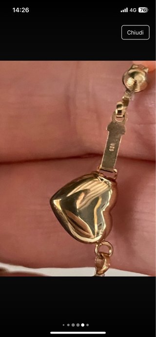 Collana corallo natural cuore argento placcato oro