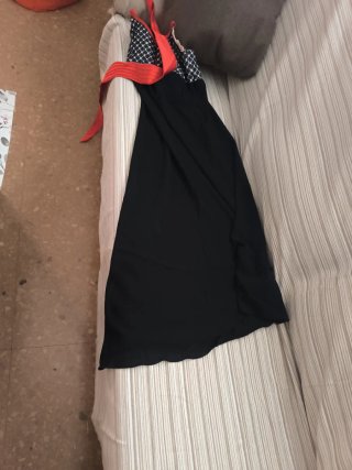 Vestido largo verano negro y rojo
