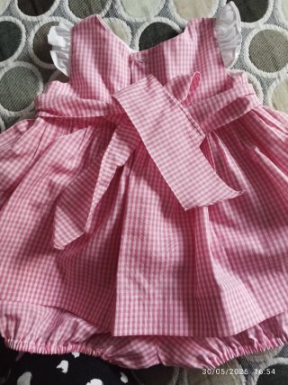 Vestido pololo rosa cuadros bebé 18 meses