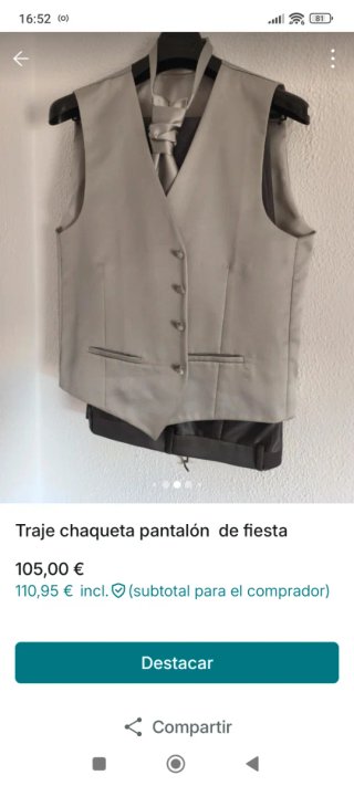 Traje Chaqueta Pantalón Gris
