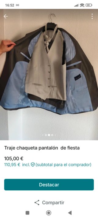 Traje Chaqueta Pantalón Gris