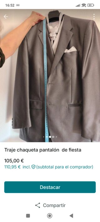 Traje Chaqueta Pantalón Gris