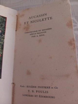 Aucassin et Nicolette Libro Antico Francese