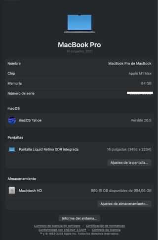 Apple MacBook Pro 16 M1 Max / 64GB RAM / SSD 1TB