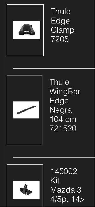 Barras Thule WingBar Edge negras Mazda 3 Nuevas!!