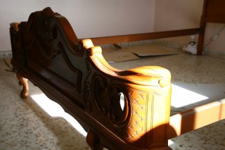 Cama antigua madera labrada 135cm
