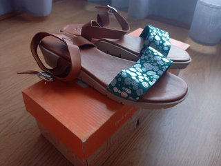 Sandalias Marrones y Turquesa Talla 37