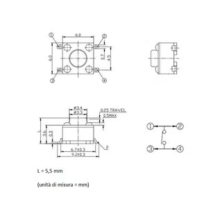 Pulsanti micro switch SMD 6x6x5,5 mm