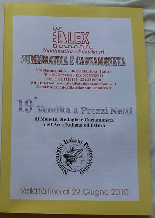 19 Catalogo di vendita a prezzi netti numismatica