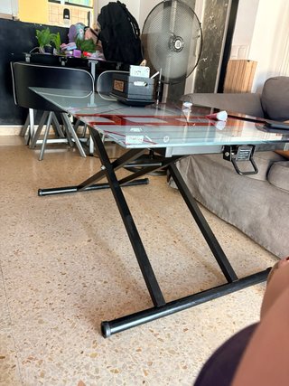 Mesa de centro elevable cristal templado
