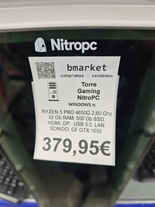 Torre Gaming NitroPC Ryzen 5 32GB RAM SSD GTX 1650