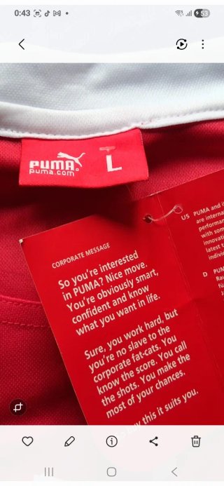 Camiseta Puma Talla L con etiqueta