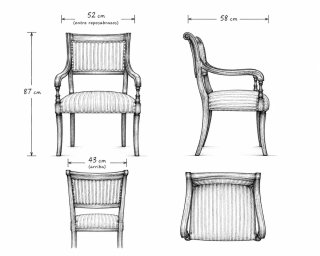 Sillón clásico madera brazos tapizado