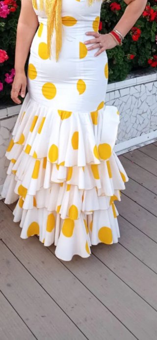 Vestido Flamenca Lunares Amarillo
