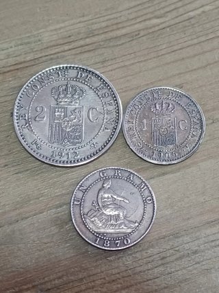 10 Monedas España 2 y 1 centimo