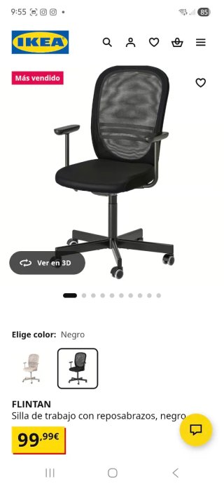 Silla de oficina IKEA gris